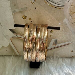 6 Gold Plated Tricolor Bangles